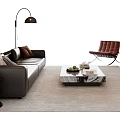 Black Leather Sofa With Accent Chair And Marble Top Coffee Table Set On Light Rug