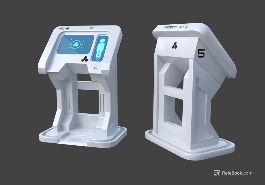 Smart White Digital Interactive Kiosks with Fingerprint Recognition and Display Screen 3d model 