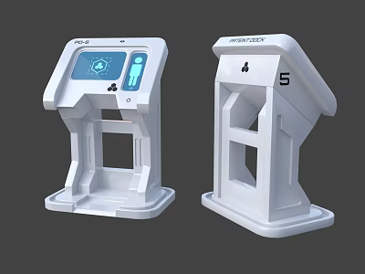 Smart White Digital Interactive Kiosks with Fingerprint Recognition and Display Screen 3d model