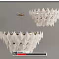 Elegant Modern White Leaf Shaped Chandeliers With Layered Decorative Design 3d model