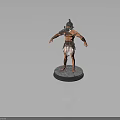 Ancient Warrior 3D Model With Traditional Armor Helmet And Muscular Build Standing On Circular Pedestal