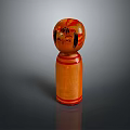 Traditional Red Orange Kokeshi Doll Decor For Modern Furniture Pieces