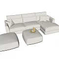 Modern Beige L Shaped Sofa Set With Ottoman And Soft Cushions 3d model