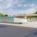 Modern Entrance Gate Design With Large Decorative Water Wall And Surrounding Greenery
