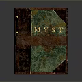 Sculpture Carving of Stacked Old Books Green Brown Decor Gold MYST Lettering Leather Strap