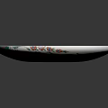 Decorative White Plate With Green Red Blue Floral Patterns And Reflection On Black Background