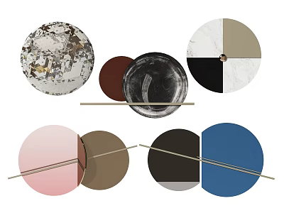 Modern Round Wall Decor With Colorful Patterns And Mixed Material Designs 3d model