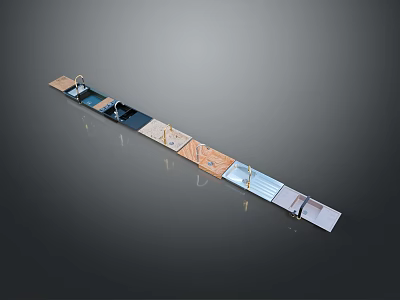 Long Decorative Strip With Various Colored Material Panels For Interior Design 3d model