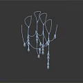 Modern Abstract Metallic Sculpture with Curved Wires and Hanging Beads Design