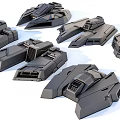 Science fiction mechanical parts spacecraft shape hard surface combination 3d model
