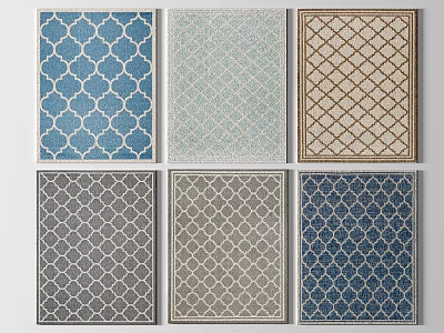 Square Rugs with Various Colors and Geometric Patterns for Home Decoration 3d model