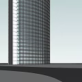 Modern High Rise Office Building With Grid Windows And Unique Urban Design