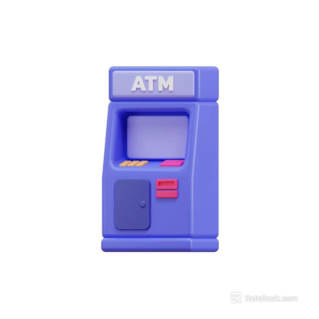 Blue ATM Machine With Screen Colorful Buttons And Daily Use Functionality 3d model 