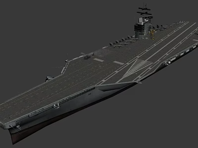 Modern Aircraft Carrier Warship With Flight Deck Island Superstructure And Naval Architecture 3d model