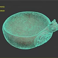 Reddish Brown Terracotta Bowl With Animal Head Decoration And Carved Patterns