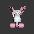 White and Light Blue Roller Skates with Pink Wings and Pink Wheels Design
