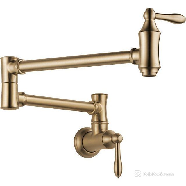 Modern Brass Kitchen Faucet with Double Swivel Arms Wall Mounted Design for Home 3d model 
