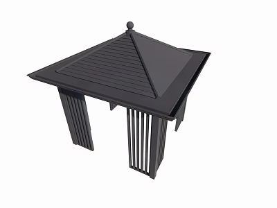 Outdoor Black Landscape Pavilion with Sloped Roof Slatted Columns and Modern Design 3d model