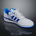 White And Blue Sports Shoes With Striped Design And Lace Up Closure