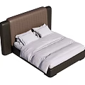 Modern Double Bed With Textured Brown Headboard White Sheets And Pillows 3d model