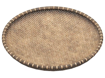 Oval Shaped Woven Kitchen Tray With Brown And Beige Border Design 3d model