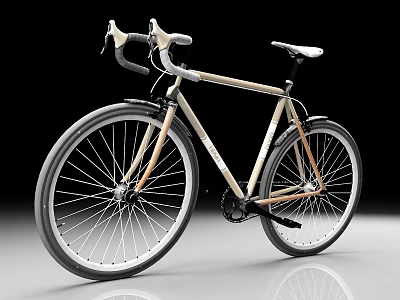 Modern Light Brown Bicycle With Black Handlebar White Seat And Black Wheels 3d model Modern Light Brown Bicycle With Black Handlebar White Seat And Black Wheels 3d model