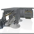 Modern Industrial Metal Platform Structure With Pipes And Metal Components Design