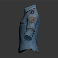 Fashionable Blue Denim Shirt With Tie Badges And Rolled Cuffs Design