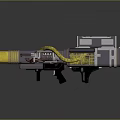 Futuristic Sci Fi Mechanical Device With Yellow Pipes Gray Body And Support Base