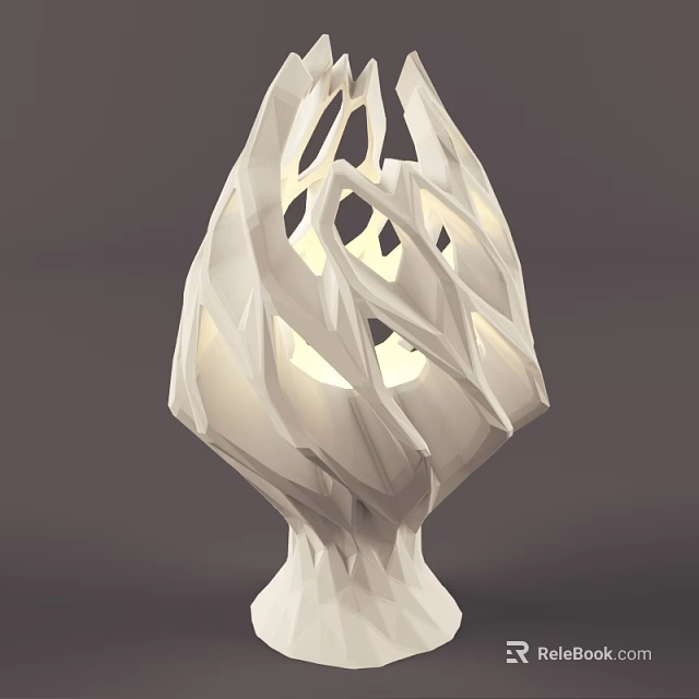 Abstract Design Table Lamp with Intricate Hollow-out Structure and Irregular Silhouette Emiting Soft Warm Light 3d model 
