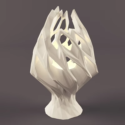 Abstract Design Table Lamp with Intricate Hollow-out Structure and Irregular Silhouette Emiting Soft Warm Light 3d model