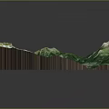 Realistic 3D Topographic Model Showcasing Green Mountain Landscape Wooden Base And Vegetation Details