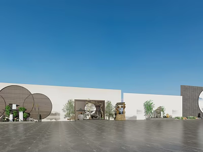 New Chinese style landscape sketch Zen rock landscape sketch courtyard landscape background wall rockery stone 3d model