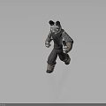3D Anthropomorphic Snow Leopard Character Model With Spotted Fur Black Ears And Running Pose