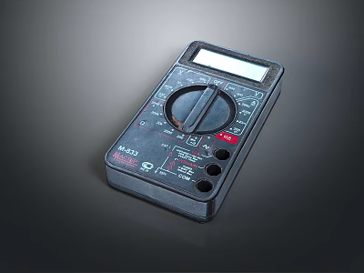 Professional Black Computer Multimeter with Digital Display Knob and Buttons Design 3d model