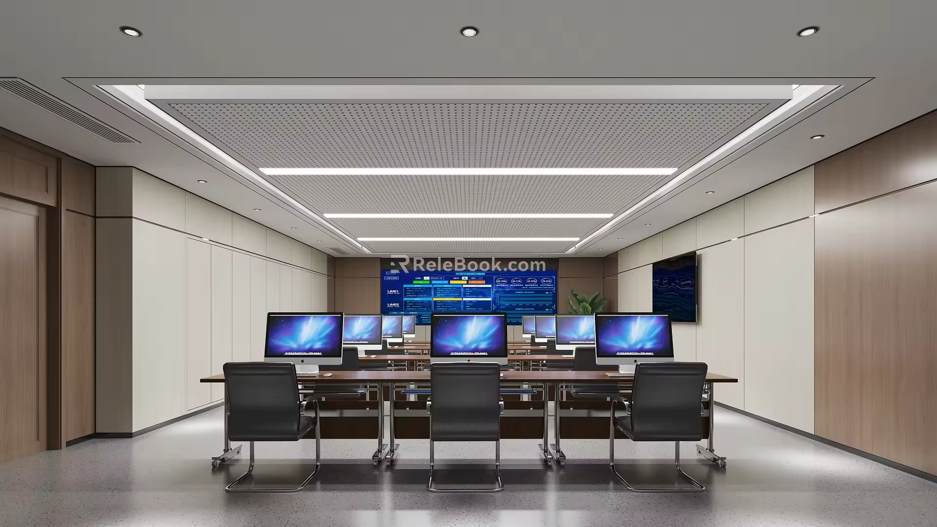modern monitoring room command room control room 3d model