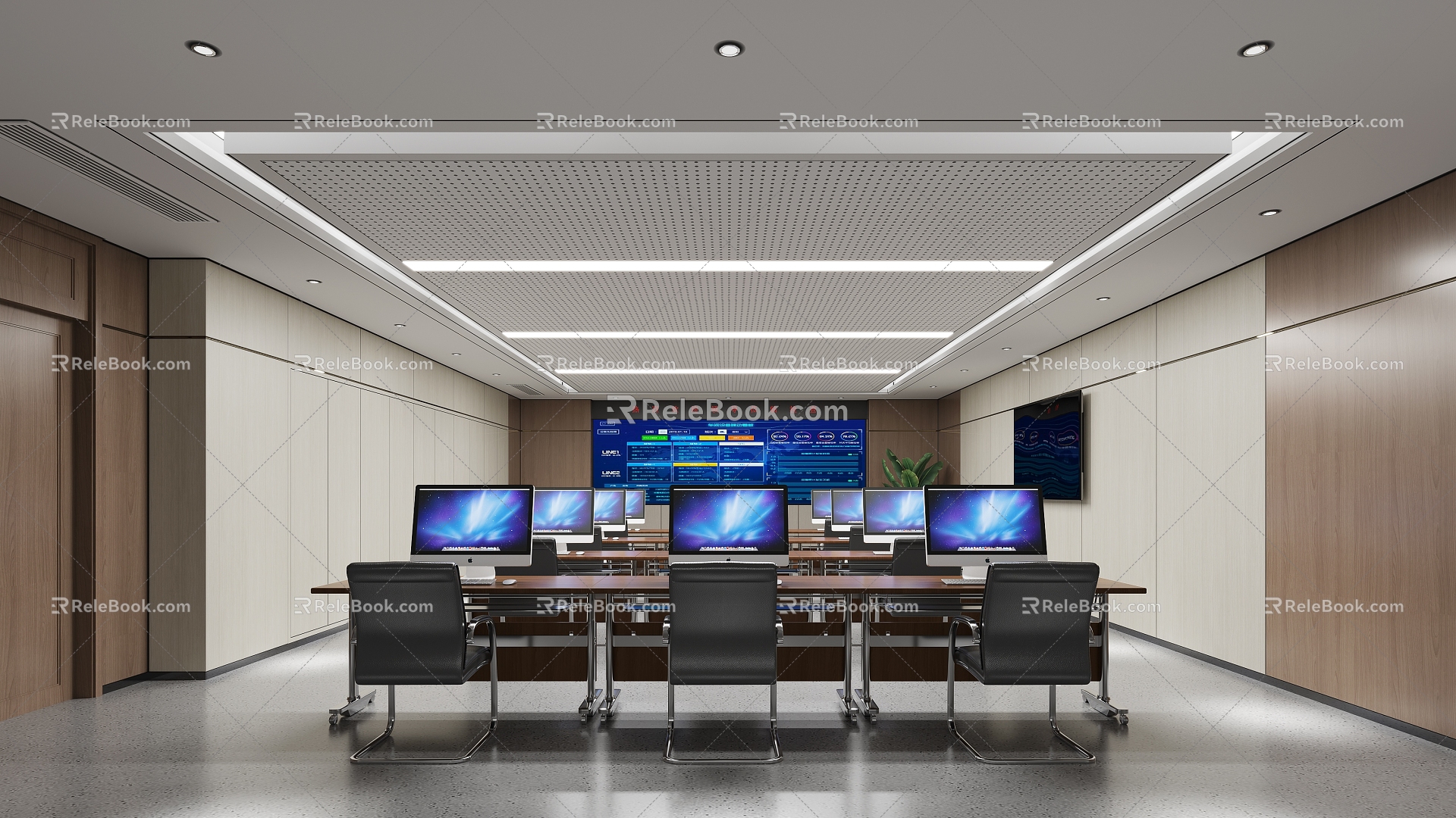 modern monitoring room command room control room 3d model