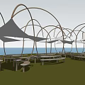 Structure of special-shaped landscape membrane structure steel frame net 3d model
