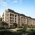 Modern Multi story Residential Building With Balconies Lush Gardens And Green Park Area