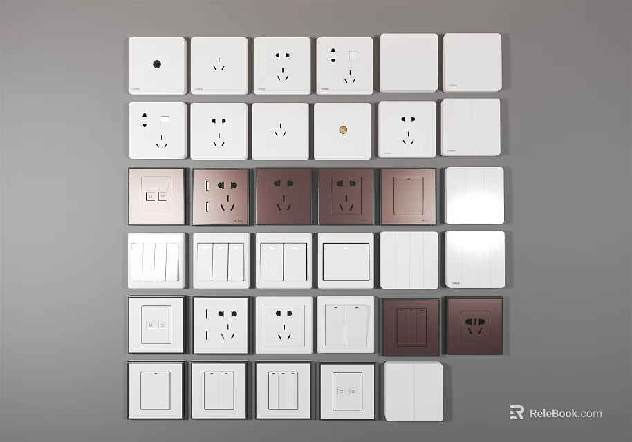 Assorted Design Switch Panels in Multiple Colors for Home Electrical Use 3d model
