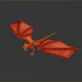 Mythical Red Dragon Game Movie Character With Wings And Golden Details