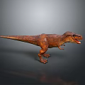 Realistic Tyrannosaurus Rex Dinosaur Figure Standing Pose With Brown Skin Sharp Teeth And Gray Background