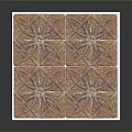 Square Decorative Tile With Intricate Pink Yellow Beige Pattern And White Border