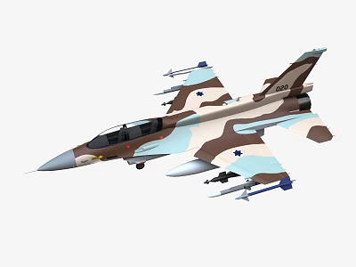 Camouflage Military Fighter Jet With Missiles And Star Insignia Design 3d model