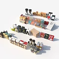 Various Food Packages Including Cans Boxes Bottles and Snack Containers 3d model