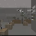 Elegant SPA Store Interior With Treatment Beds Mirrors Decorative Lights And Green Plants