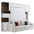 Beige Two Seater Sofa With Cushions And Wooden White Storage Cabinet In Modern Living Room