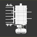 White Cased Industrial Electrical Power Equipment With Support Structure And Red Label Components 3d model