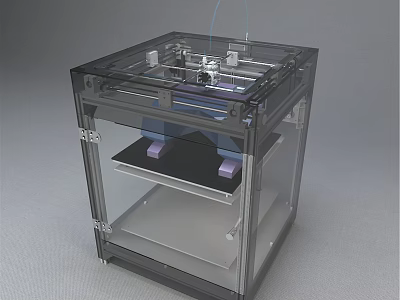 Modern Office Appliance 3D Printer With Transparent Enclosure And Internal Components 3d model