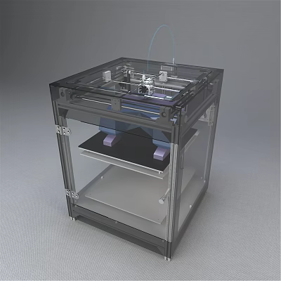 Modern Office Appliance 3D Printer With Transparent Enclosure And Internal Components 3d model